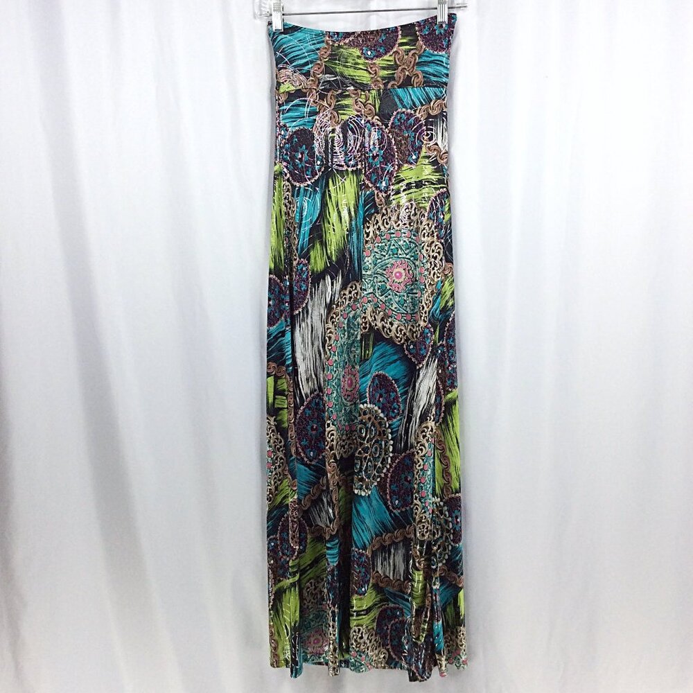 Kisses & Hugs Halter Maxi Dress‎ Women's Size Small Hawaiian Beaded Paisley